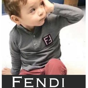 Auth Fendi Signature long sleeve Polo shirt 2T